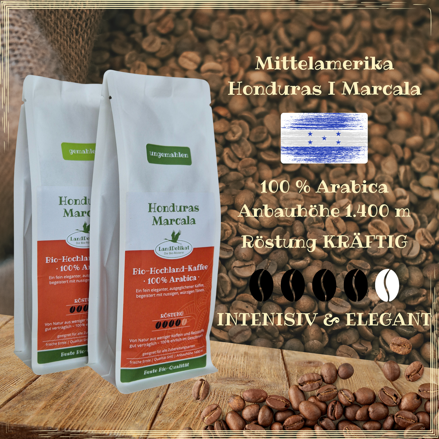 Bio-Hochlandkaffee I Honduras 100 % Arabica I kräftig I gemahlen