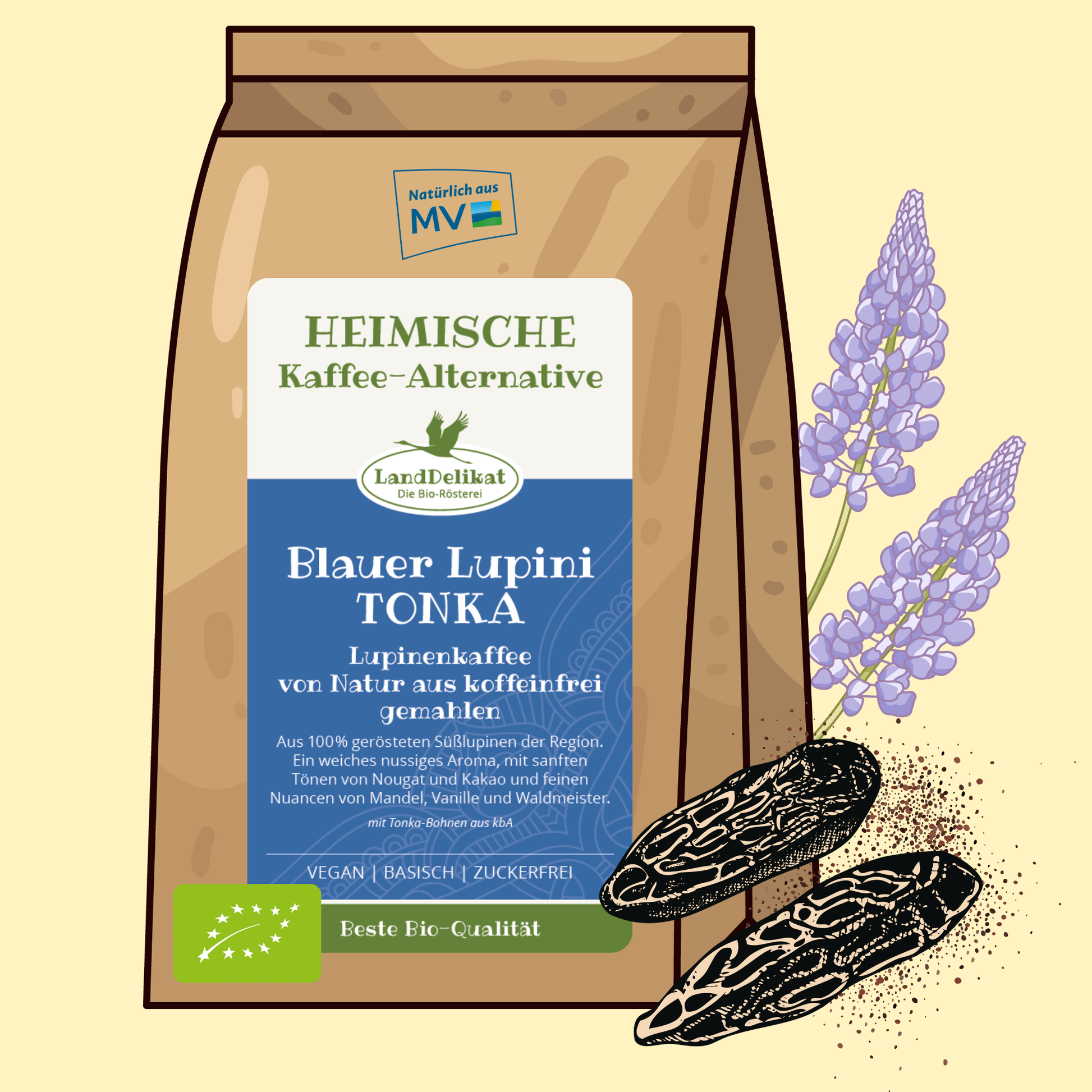 lupinen kaffeesatz dünger Bio-Lupinenkaffee I Blauer Lupini TONKA I gemahlen – Bio-Rösterei  LandDelikat