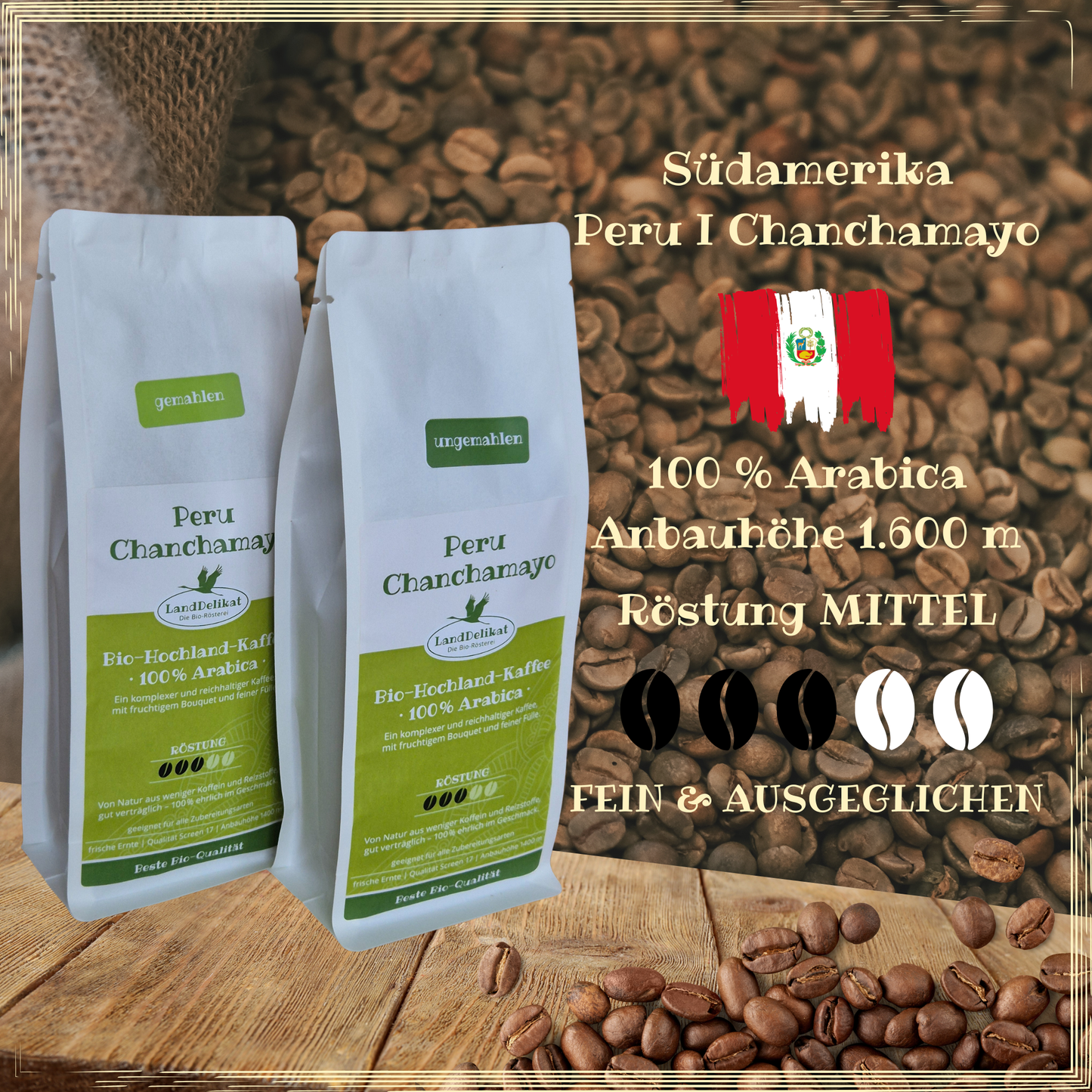 Bio-Hochlandkaffee I Peru 100 % Arabica I gemahlen