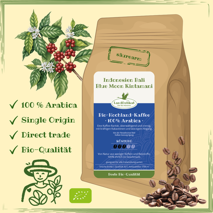 Bio-Hochlandkaffee I Indonesien Bali 100 % Arabica I ungemahlen