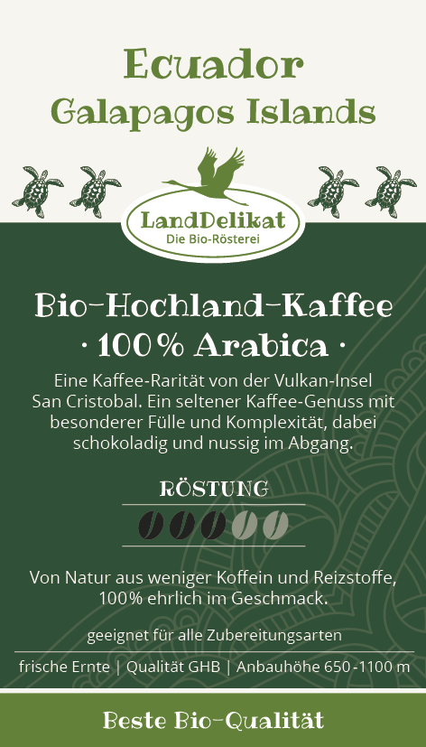 Bio-Inselkaffee I Ecuador Galapagos 100 % Arabica I gemahlen
