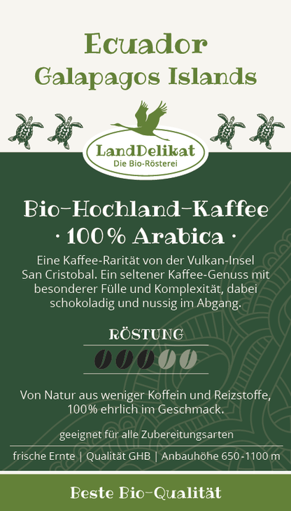Bio-Inselkaffee I Ecuador Galapagos 100 % Arabica I gemahlen