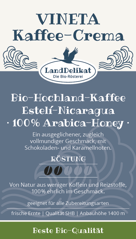 Bio-Hochlandkaffee I VINETA KAFFEE CREMA I 100% Arabica I gemahlen