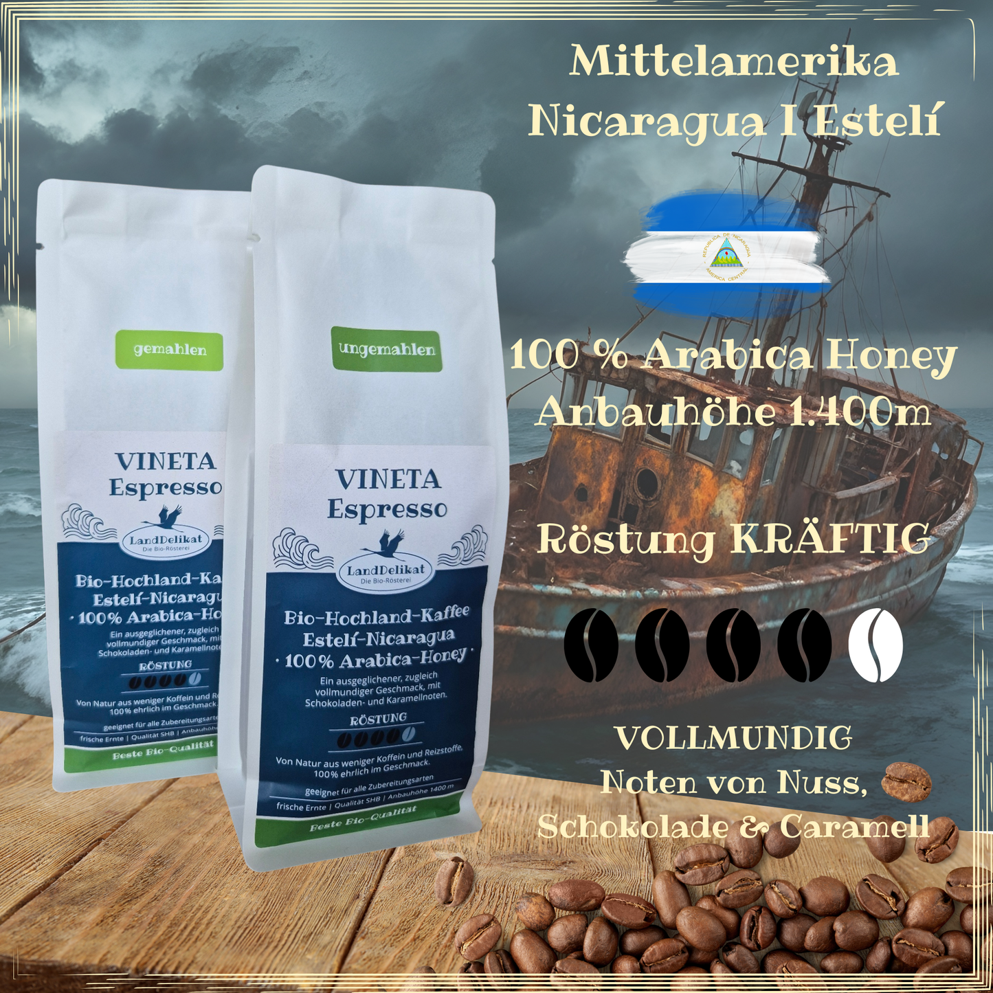 Bio-Hochlandkaffee I VINETA ESPRESSO I ungemahlen