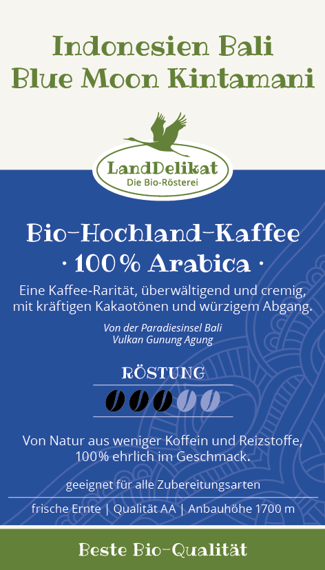 Bio-Hochlandkaffee I Indonesien Bali 100 % Arabica I ungemahlen