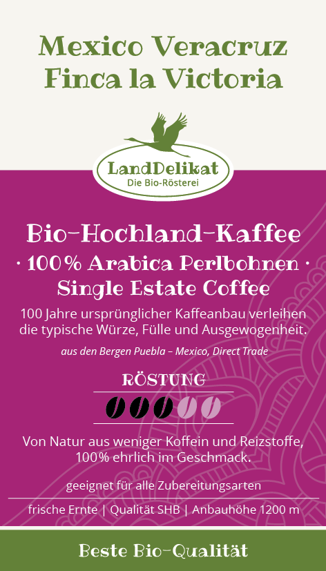 Bio-Hochlandkaffee I Mexico Perlbohne 100 % Arabica I ungemahlen