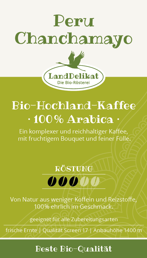 Bio-Hochlandkaffee I Peru 100 % Arabica I ungemahlen