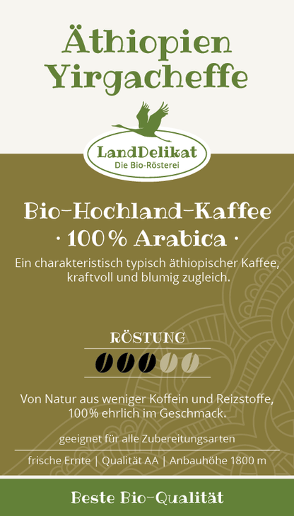 Bio-Hochlandkaffee I Äthiopien 100 % Arabica I ungemahlen