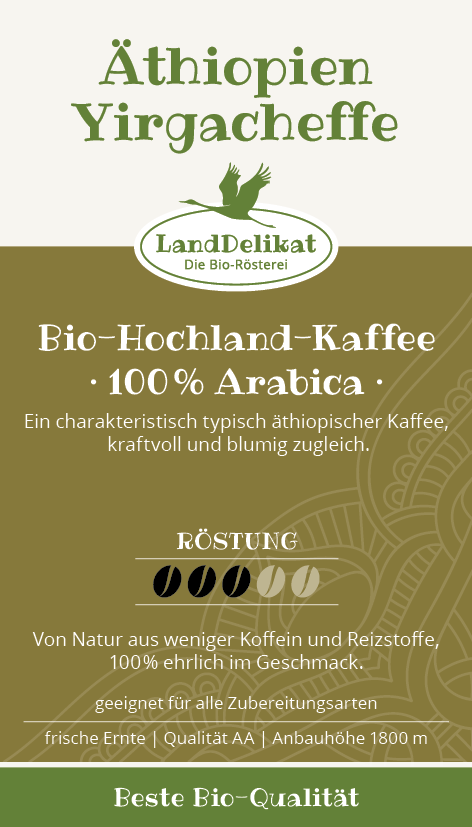 Bio-Hochlandkaffee I Äthiopien 100 % Arabica I ungemahlen