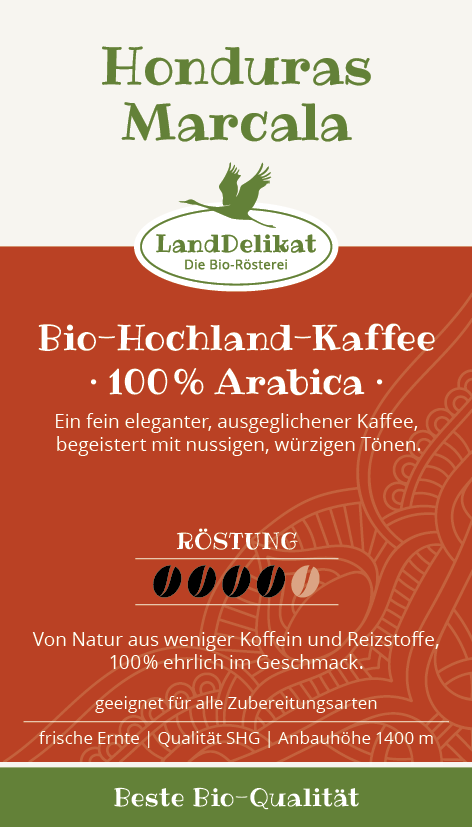 Bio-Hochlandkaffee I Honduras 100 % Arabica I kräftig I ungemahlen